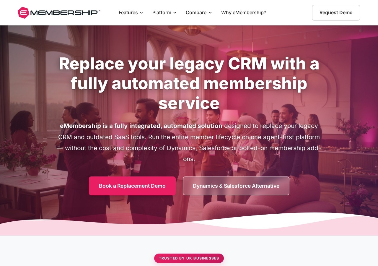Screenshot of the eMembership homepage